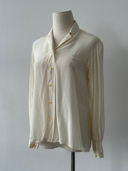 Vintage 1990s Pure Silk Embroidery Shirt - S