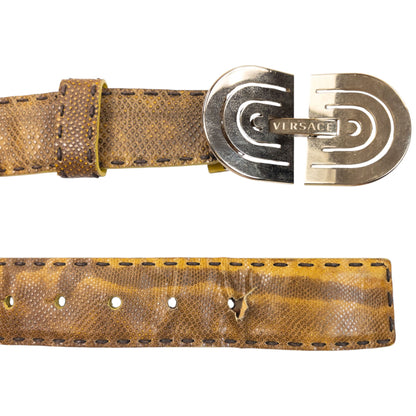 Vintage 90s Versace Snakeskin Leather Belt Size S | O/S, Brown