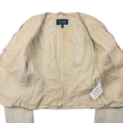 Vintage 2000s Armani Jeans Cropped Leather Jacket Womens Size M