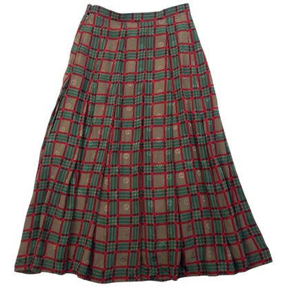 Vintage 80s Gucci Checkered Monogram Silk Skirt Womens Size W24 | W24, Red