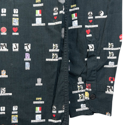 Vintage 90s Moschino Jeans Desktop Icon Long Sleeve Button Up Shirt Size M | Medium, Black