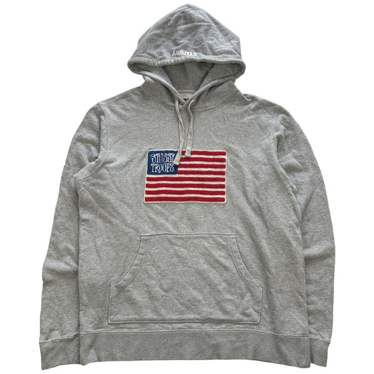 Vintage Stussy American Flag Patch Hoodie Size L - Known Source
