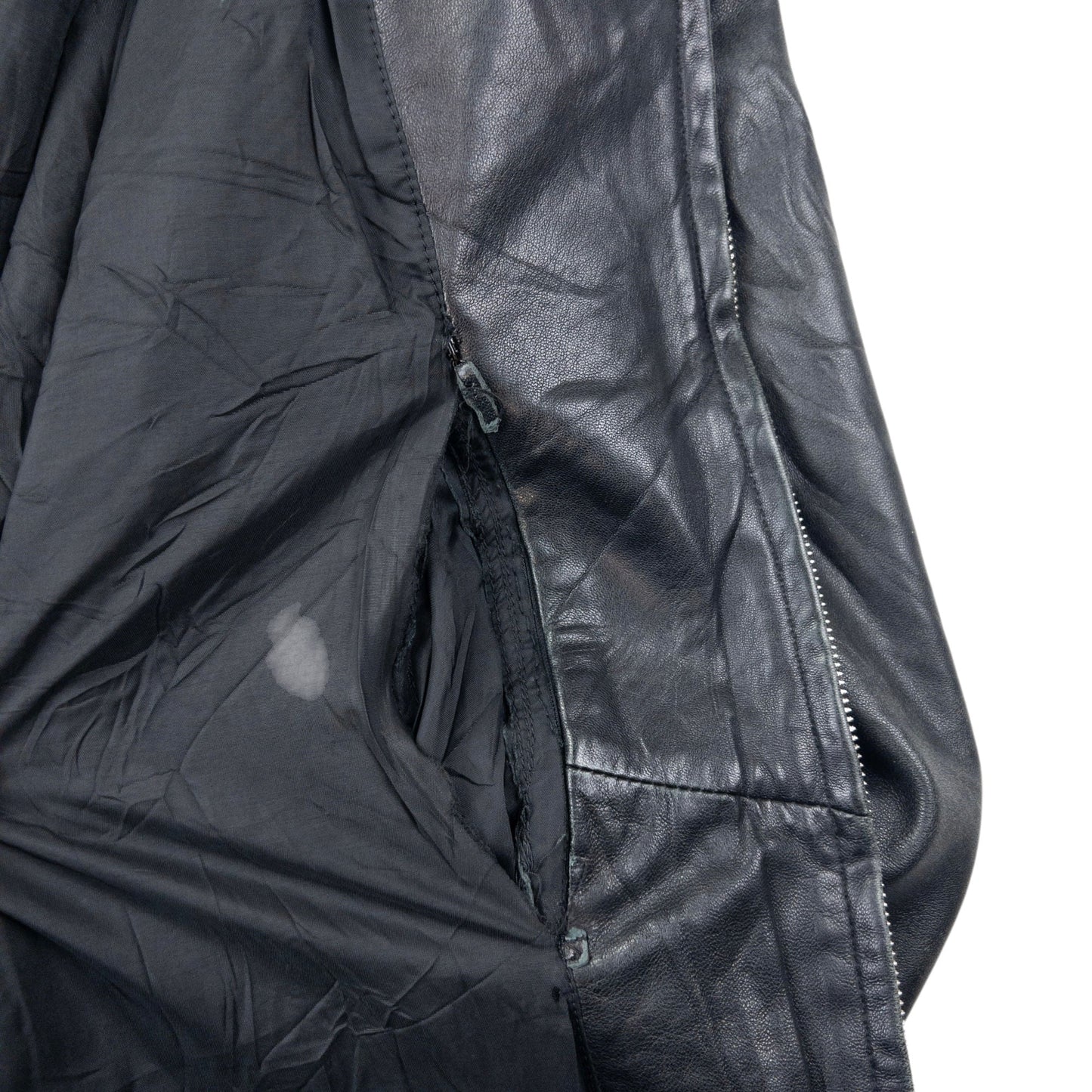 Vintage Hugo Boss Zip Up Leather Jacket Size L