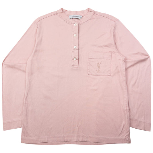 Vintage 90s YSL Yves Saint Laurent Q Button Long Sleeve T Shirt Womens Size M