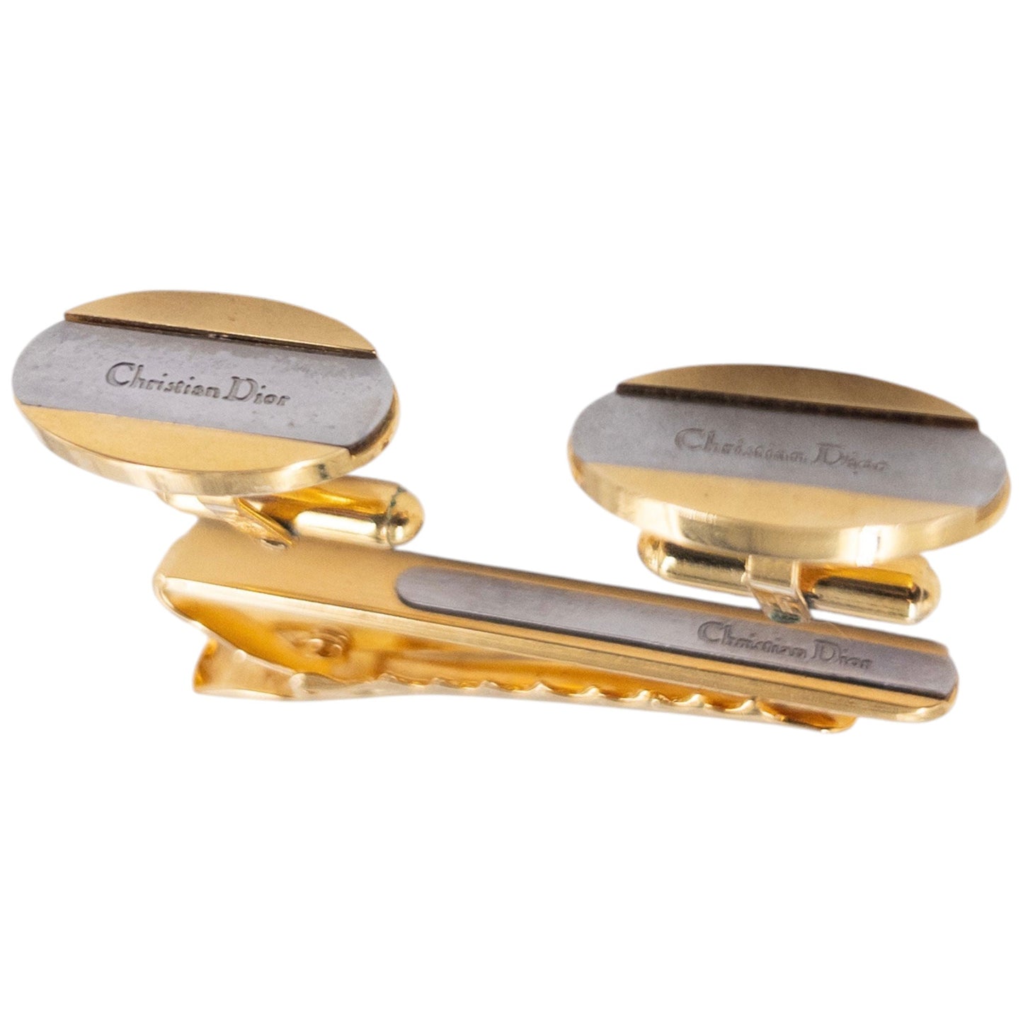 Vintage Dior Cuff Links & Tie Clip Set
