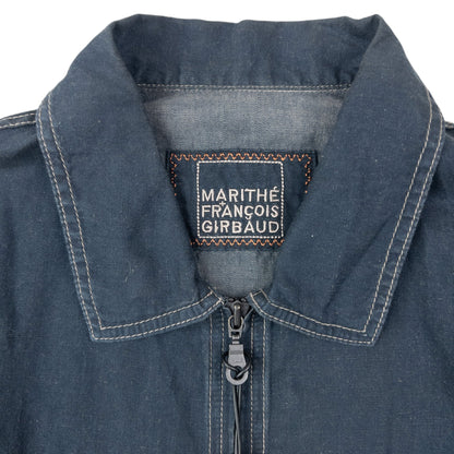 Vintage 2000s Marithe + Francois Girbaud Zip Up Linen Jacket Size S | Small, Blue