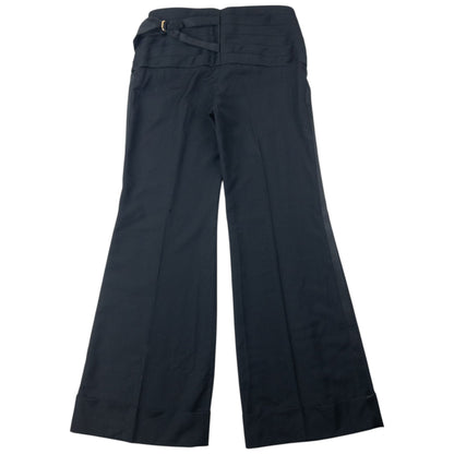 Vintage 2000s Dolce & Gabbana Cummerbund Waist Wide Leg Trousers Size W30 | W30, Black