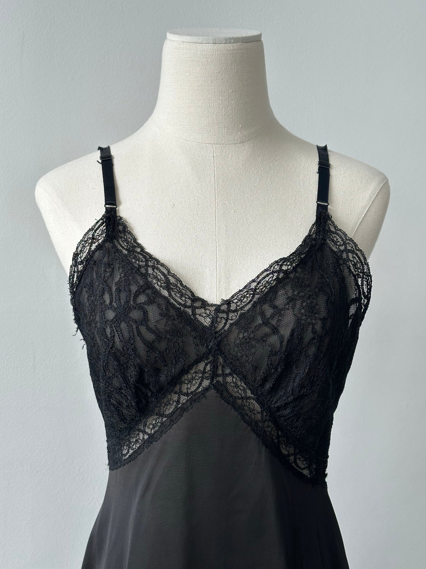 Vintage 1990s Sheer Lace Midi Dress - S
