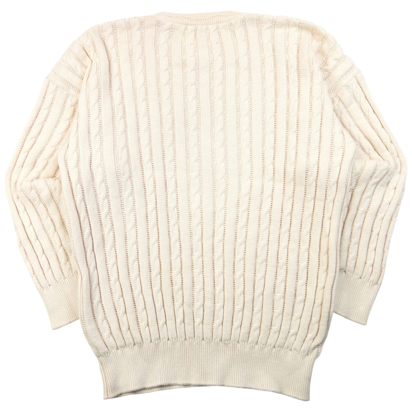 Vintage 90s Burberry Embroidered Cable Knit Jumper Size | Medium, Cream