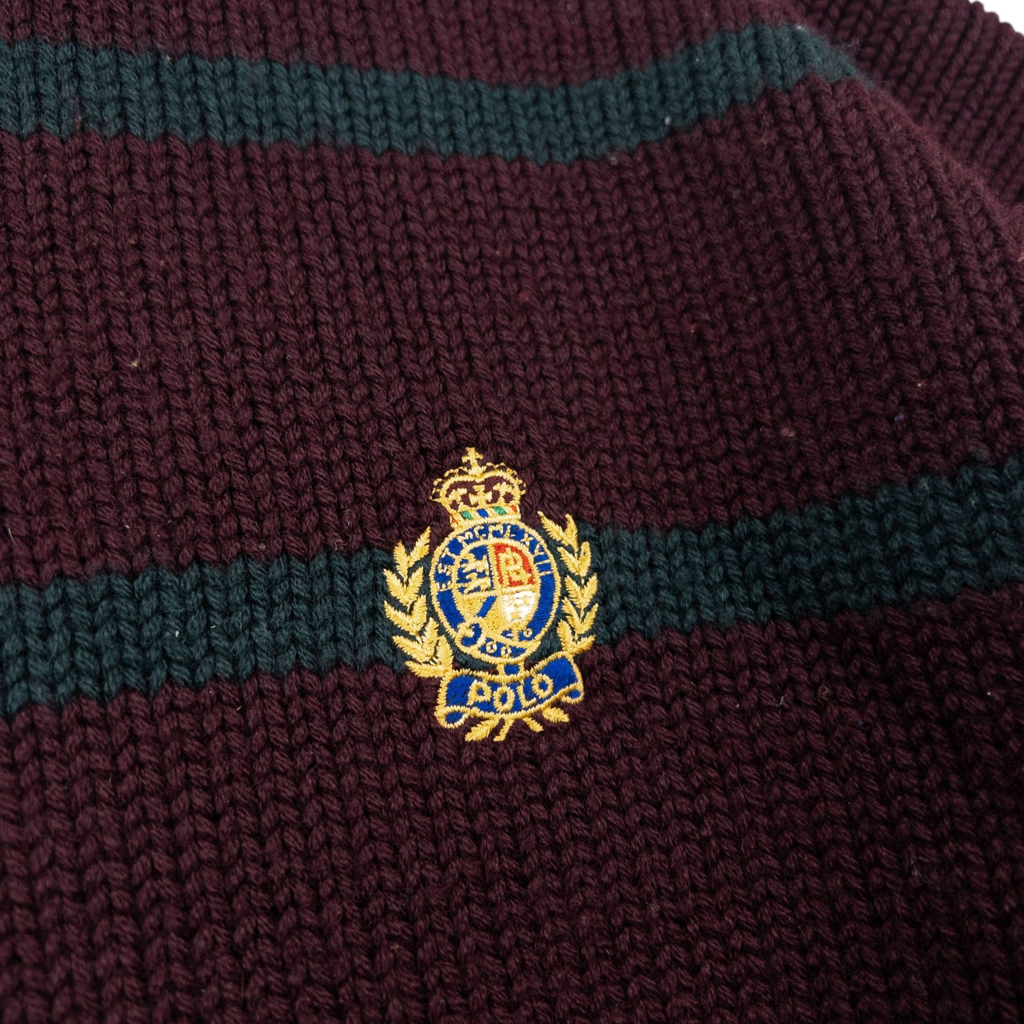 Vintage 90s Polo Ralph Lauren Crest Striped Knit Wool Jumper Size XL | XL, Multicoloured