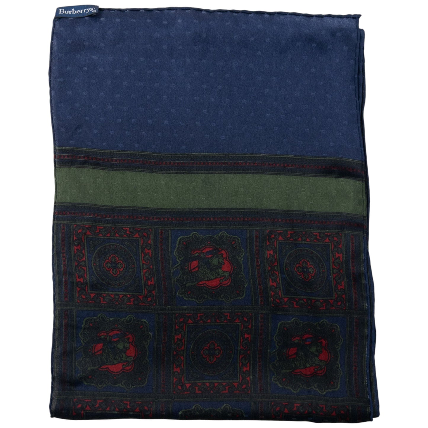 Vintage 80s Burberry Silk Scarf | O/S, Blue