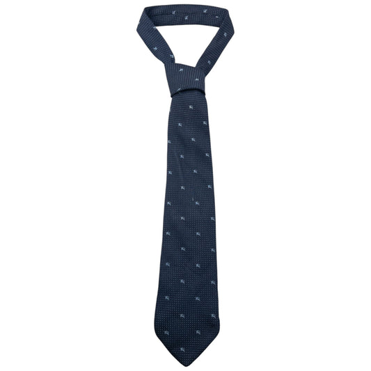Vintage 2000s Burberry Monogram Silk Tie | O/S, Navy