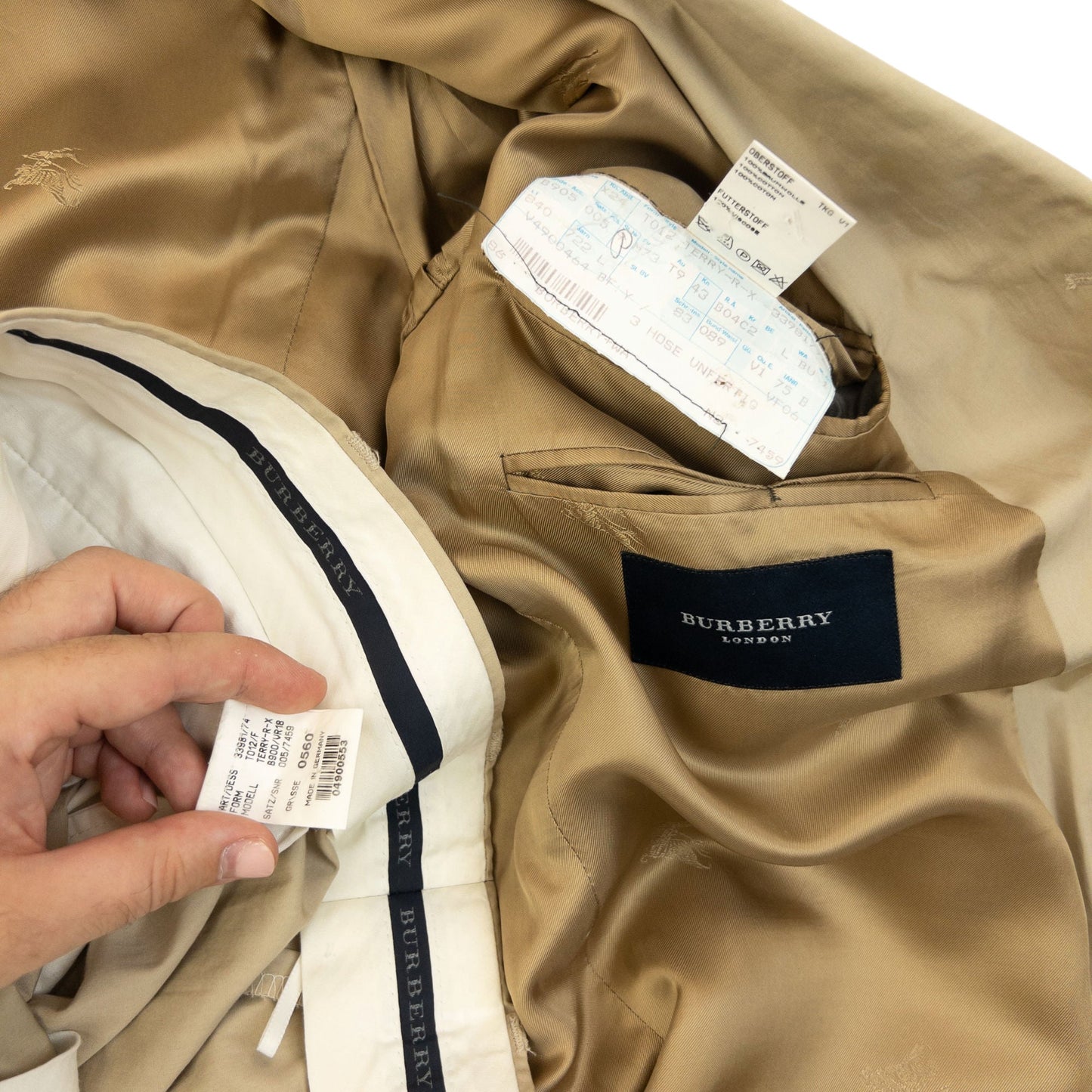 Vintage 2000s Burberry Jacket & Trousers Suit Set Size XL | XL, Beige