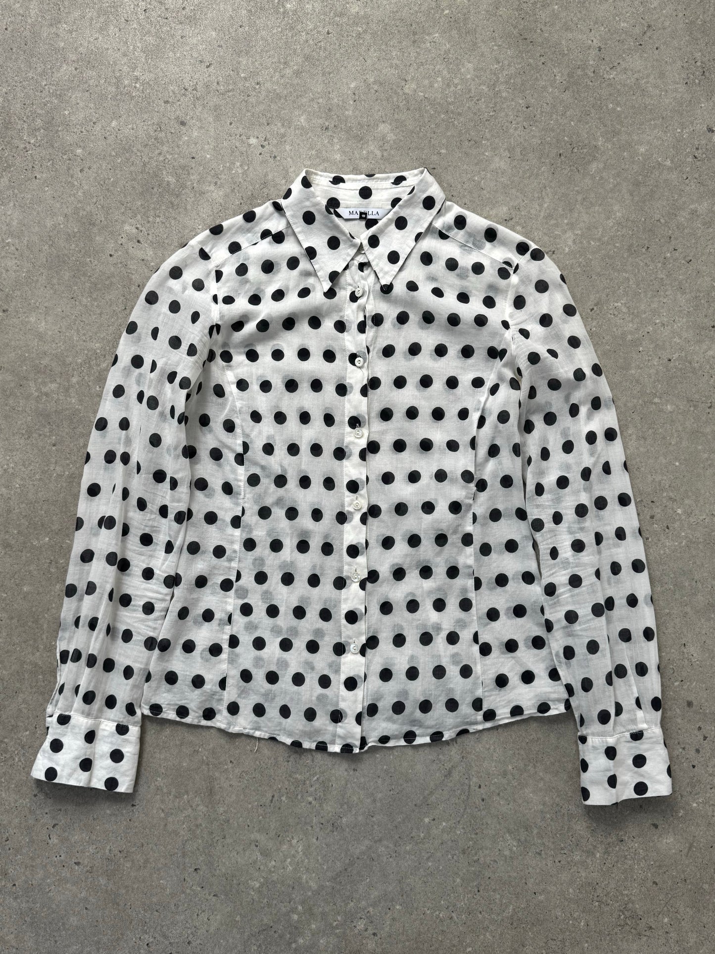Marella 2000s Pure Cotton Polka Dot Shirt - S