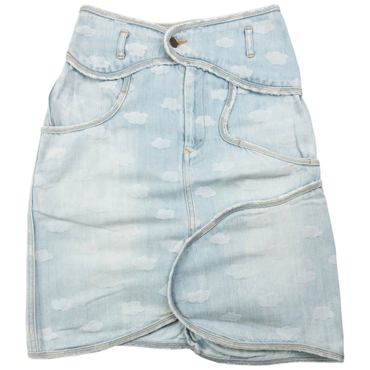 Vintage Tsumori Chisato By Issey Miyake Cloud Print Denim Skirt Womens Size W26
