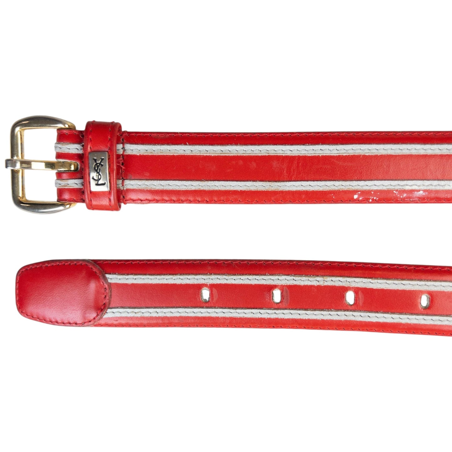 Vintage 80s YSL Yves Saint Laurent Leather Belt Size L | O/S, Red