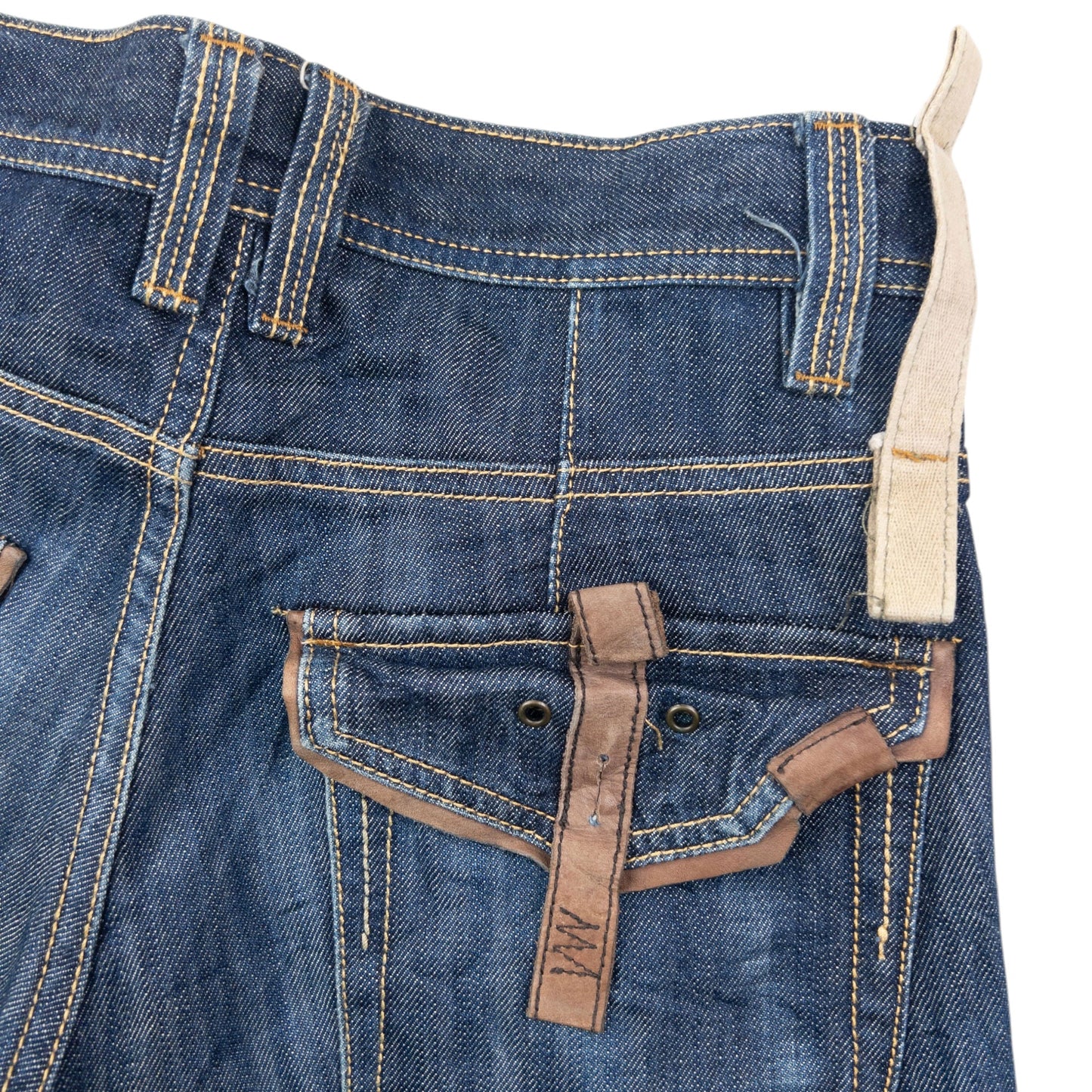 Vintage 2000sn PPFM Leather Detail Denim Jeans Size W29 | W29, Multicoloured