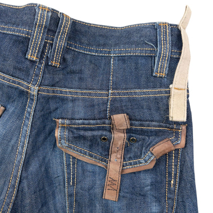 Vintage 2000sn PPFM Leather Detail Denim Jeans Size W29 | W29, Multicoloured