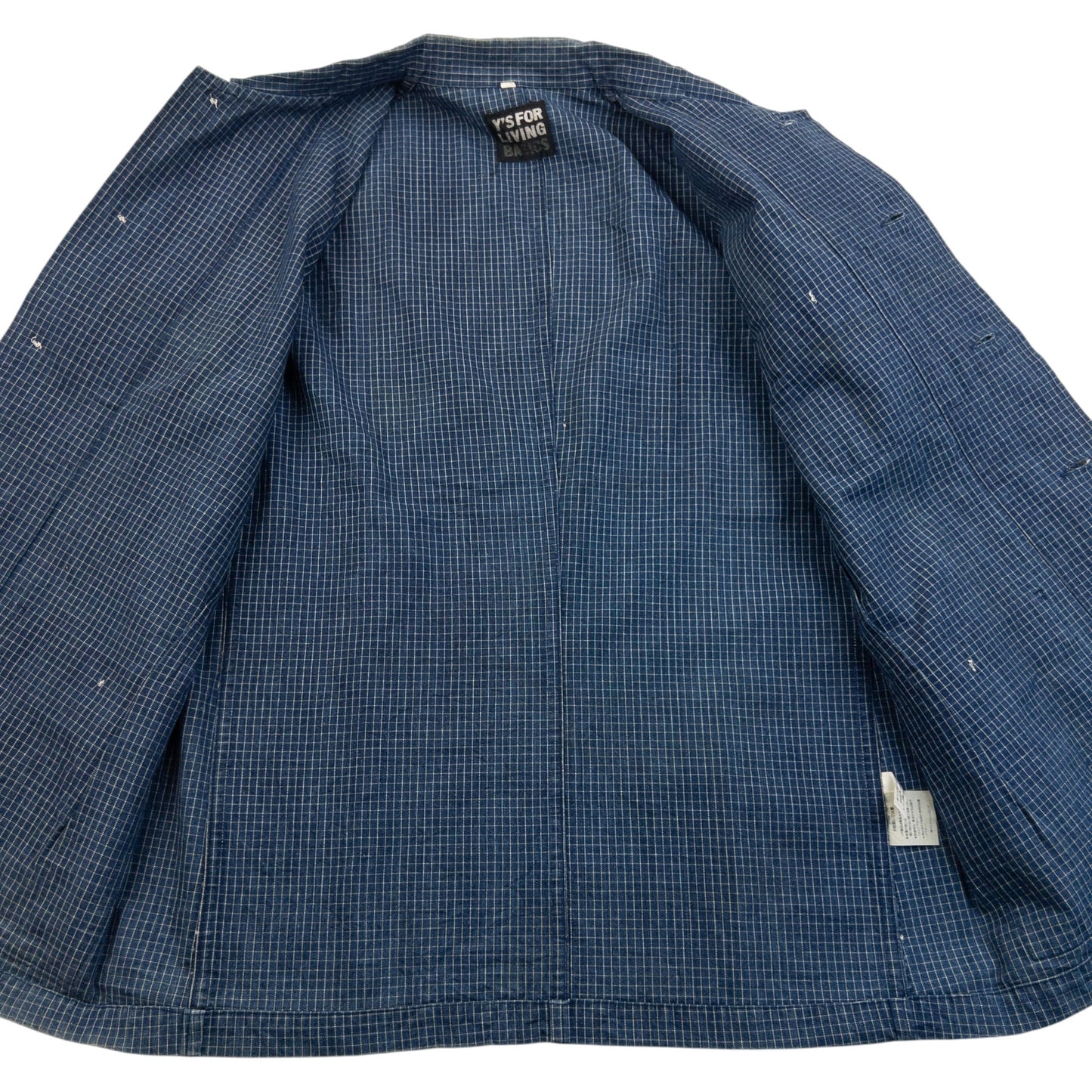 Vintage 90s Yohji Yamamoto Checkered Denim Jacket Size S | Small, Blue