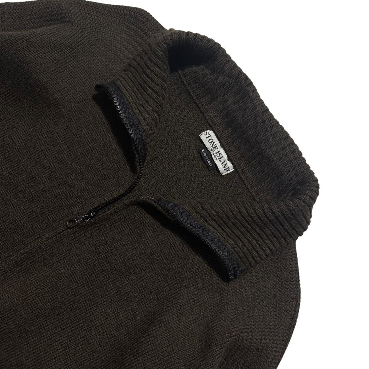 Stone Island 2000's Zip Up Knit | XL, Brown