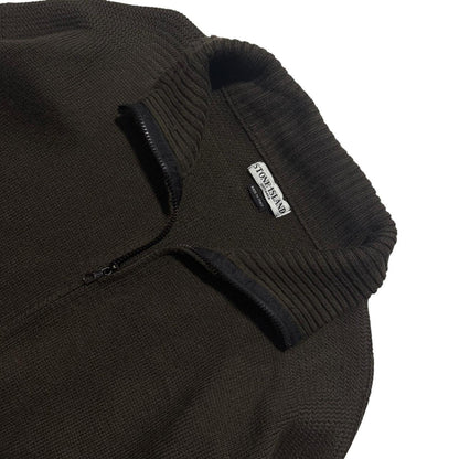 Stone Island 2000's Zip Up Knit | XL, Brown