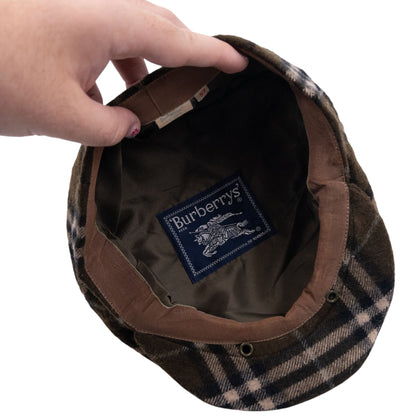 Vintage 90s Burberry Nova Check Wool Flat-Cap Hat | O/S, Brown