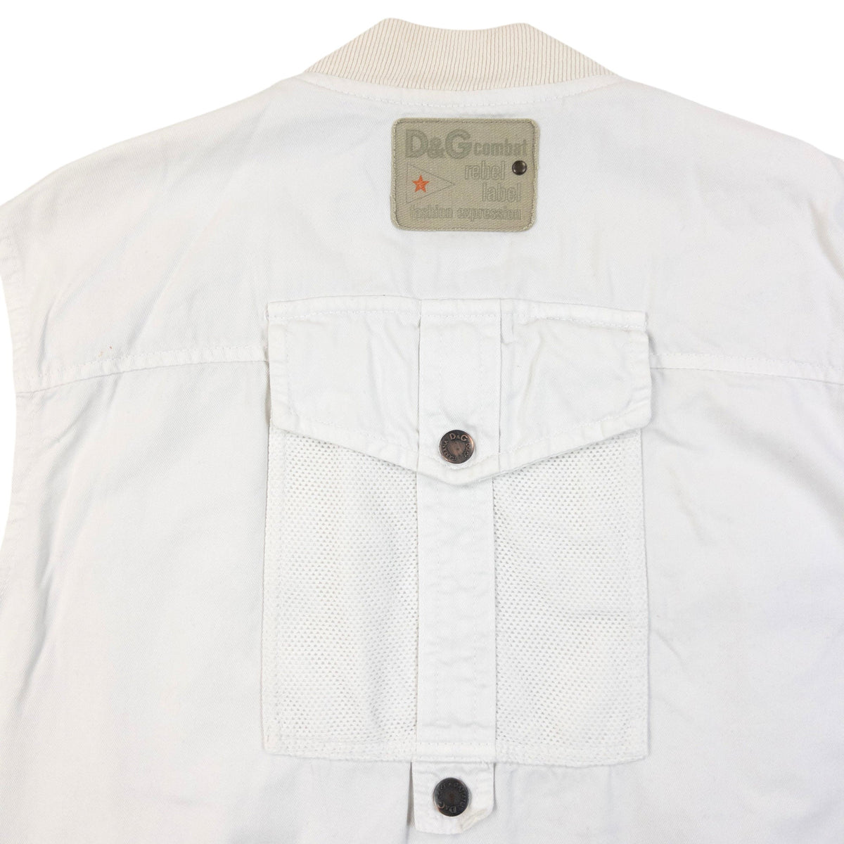 Vintage 2003 Dolce & Gabbana Rebel Label Zip Up Gilet | Medium, White