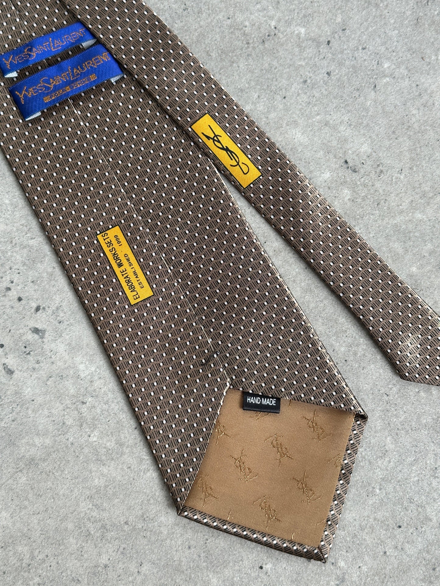 Yves Saint Laurent 1990s Pure Silk Logo Print Tie
