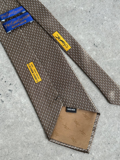 Yves Saint Laurent 1990s Pure Silk Logo Print Tie