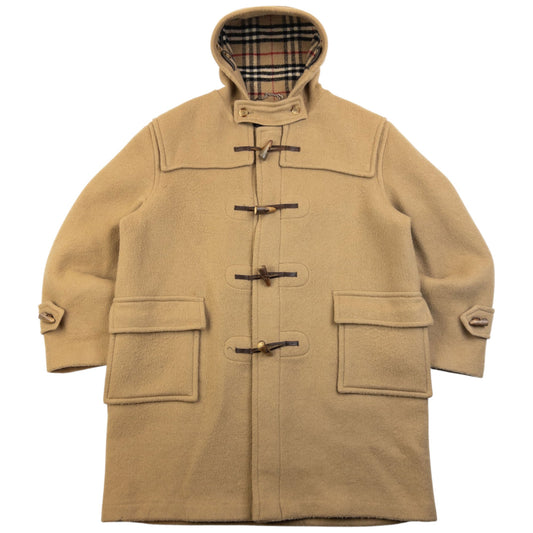 Vintage 90s Burberry Nova Check Lined Wool Duffle Jacket Size XL | O/S, Beige