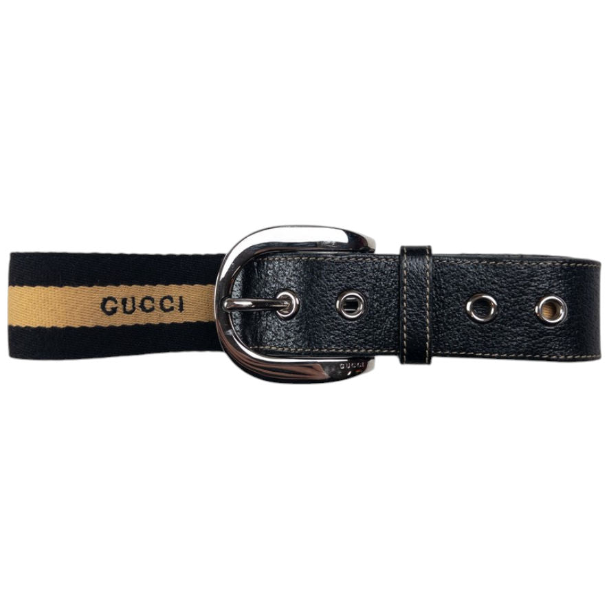 Vintage Gucci Stripe Leather Belt Size W26