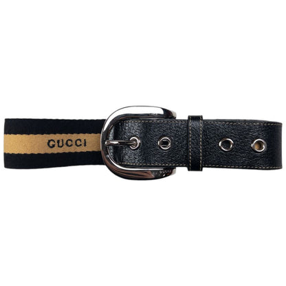 Vintage Gucci Stripe Leather Belt Size W26