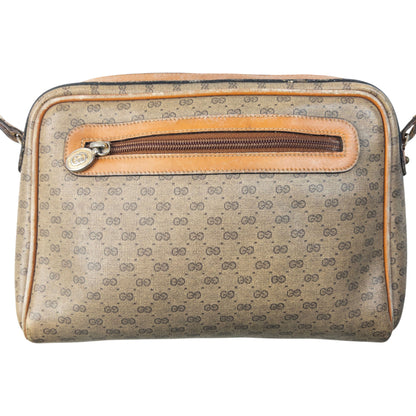 Vintage 80s Gucci Monogram Leather Crossbody Bag | O/S, Beige