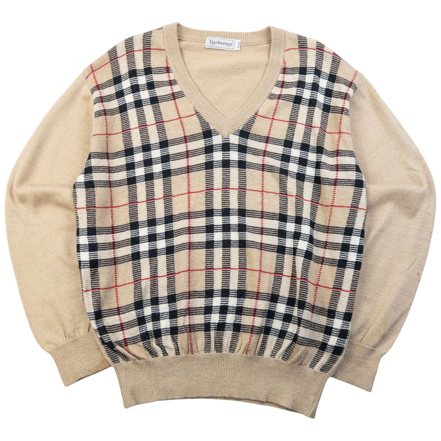Vintage 90s Burberry Nova Check Jumper Size M | Medium, Beige