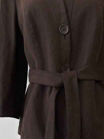 Jaeger 1990s Linen Silk Belted Jacket - S-M