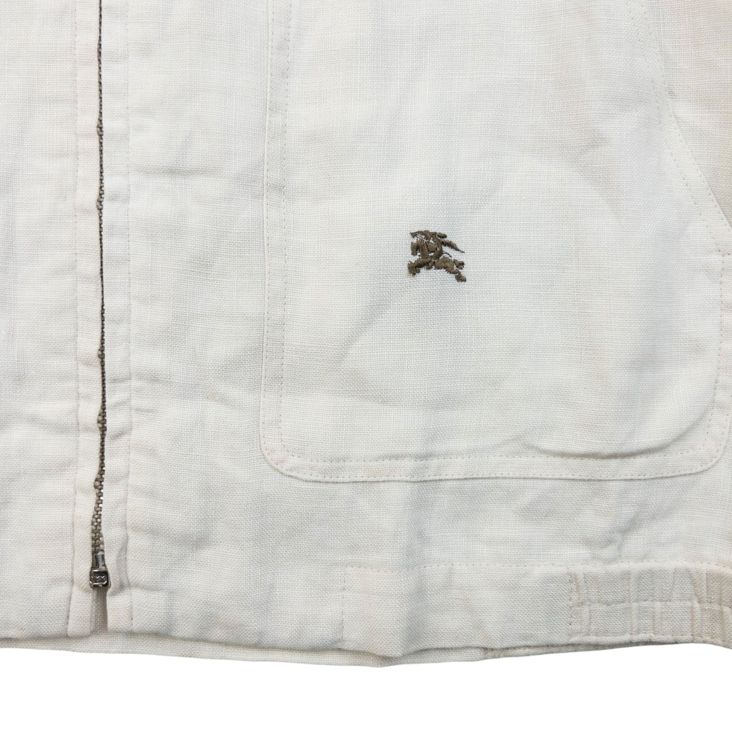 Vintage 90s Burberry Zip Up Linen Jacket Womens Size S | Small, Cream