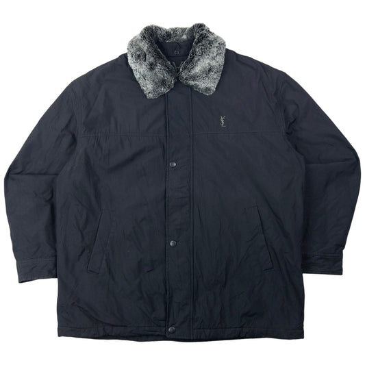 Vintage YSL Yves Saint Laurent Fur Collar Padded Jacket Size XL