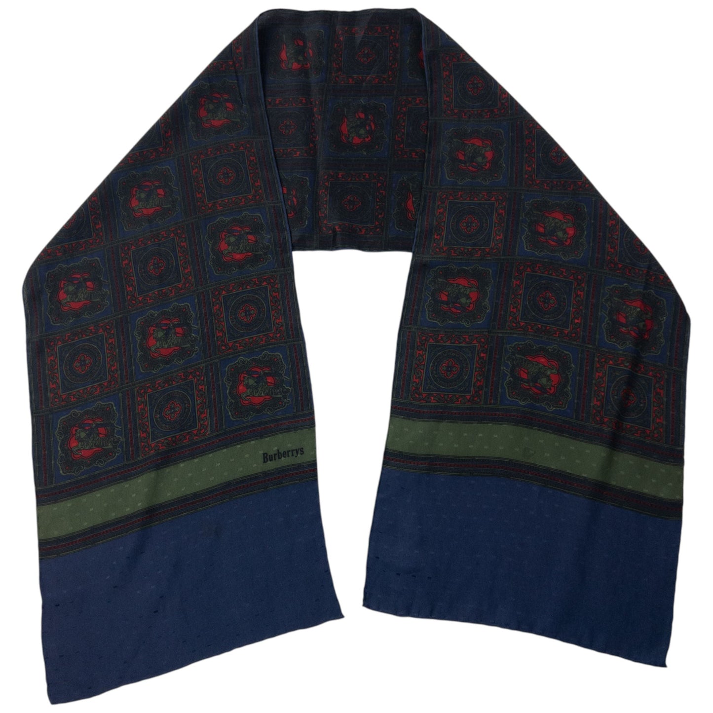 Vintage 80s Burberry Silk Scarf | O/S, Blue