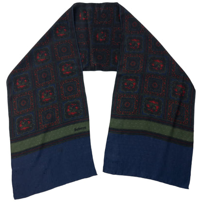 Vintage 80s Burberry Silk Scarf | O/S, Blue