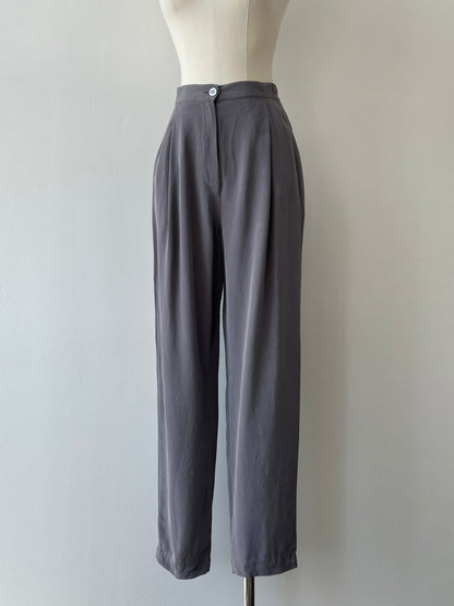 Vintage 1990s Pure Silk Tapered Leg Tailored Trousers - W25