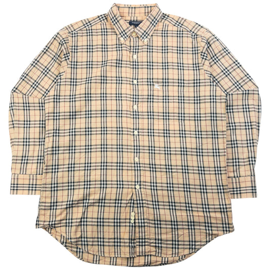 Vintage 2000s Burberry Nova Check Long Sleeve Button Up Shirt Size L | Large, Beige