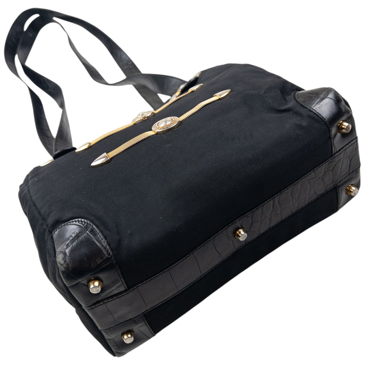 Vintage 90s Gianni Versace Embellished Medusa Crossbody Bag | O/S, Black