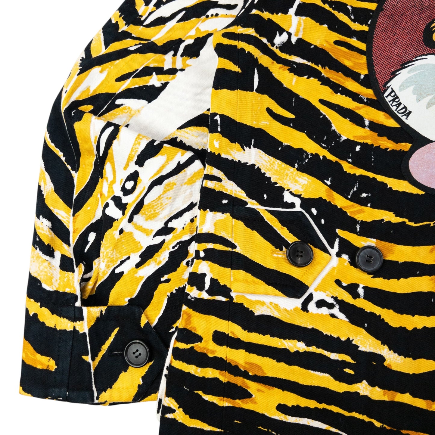 2018 Prada Tiger Stripe Pop Art Jacket Womens Size XL | XL, Yellow, Black, White