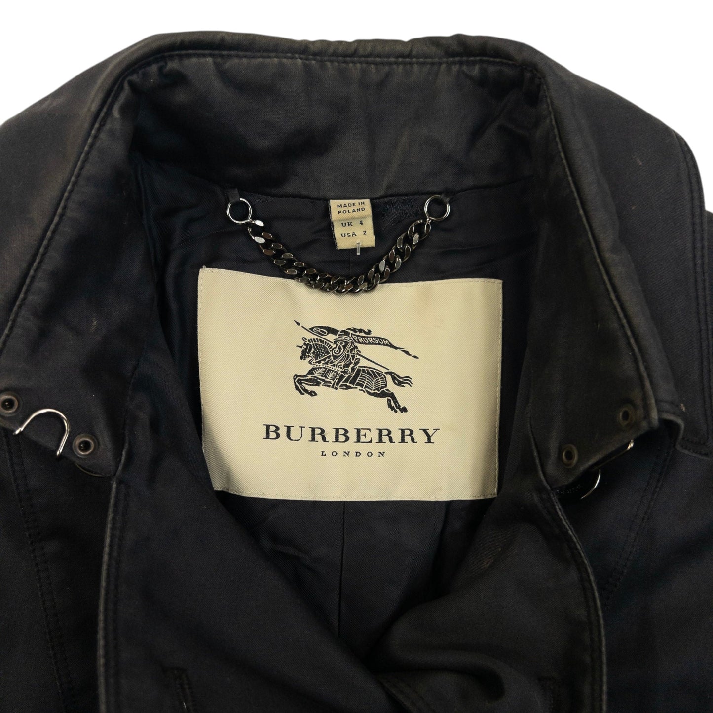 Vintage 2000s Burberry Belt Waist Lace-Up Trench Jacket Womens Size XS | XS, Black