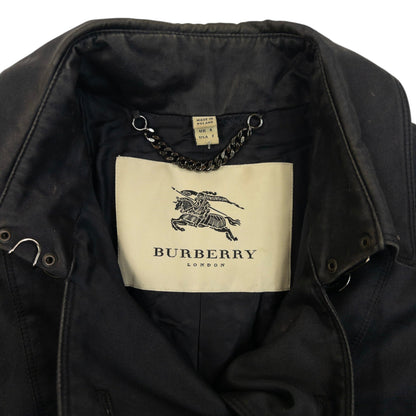Vintage 2000s Burberry Belt Waist Lace-Up Trench Jacket Womens Size XS | XS, Black