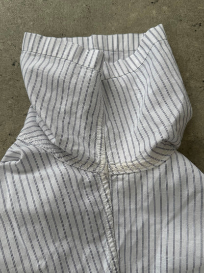 Armani Jeans 2000s pure cotton striped short sleeve shirt, men's size M, classic casual style with blue and white stripes.