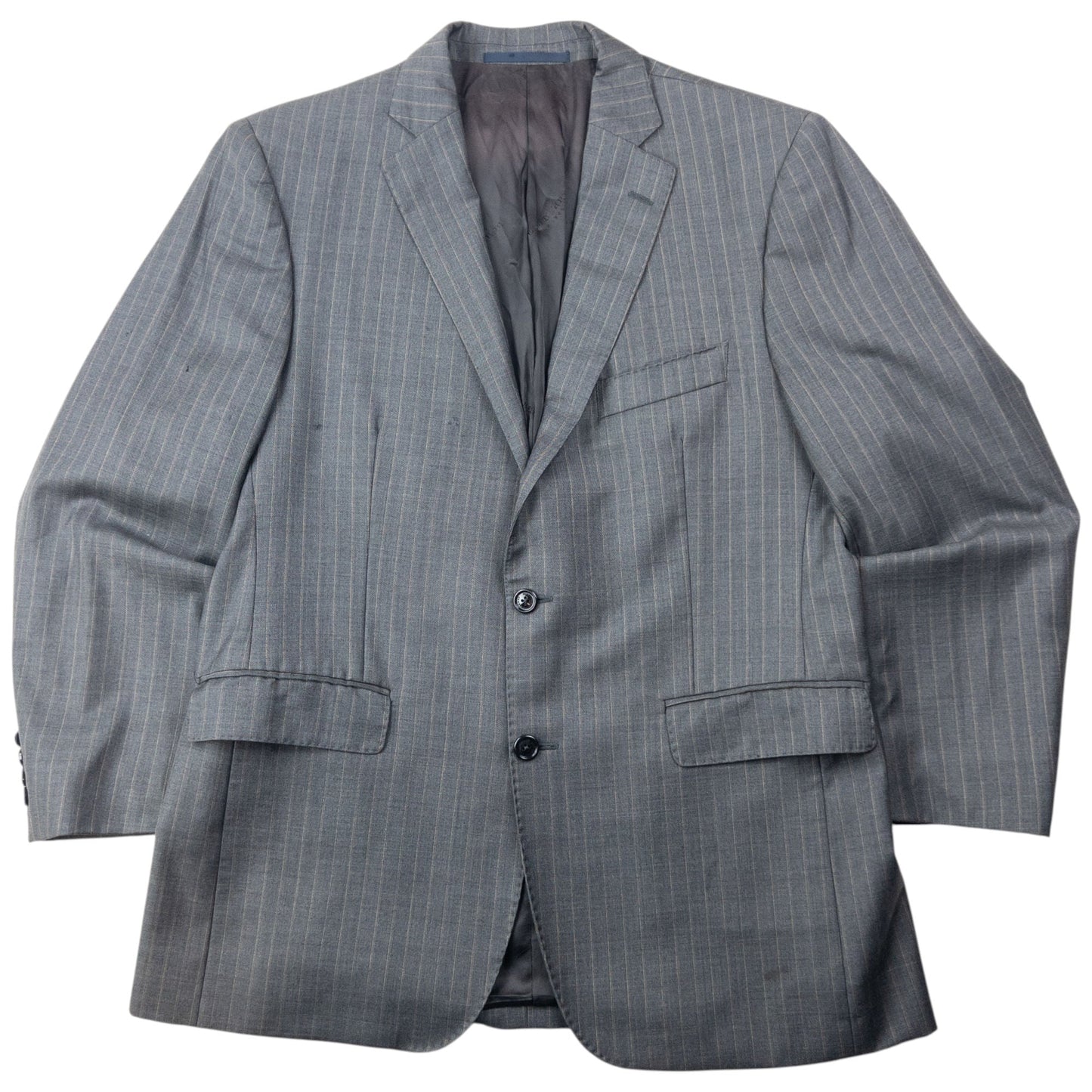 Vintage 2000s Burberry Striped Jacket & Trouser Suit Set Size XL | XL, Grey