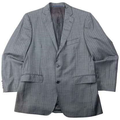 Vintage 2000s Burberry Striped Jacket & Trouser Suit Set Size XL | XL, Grey
