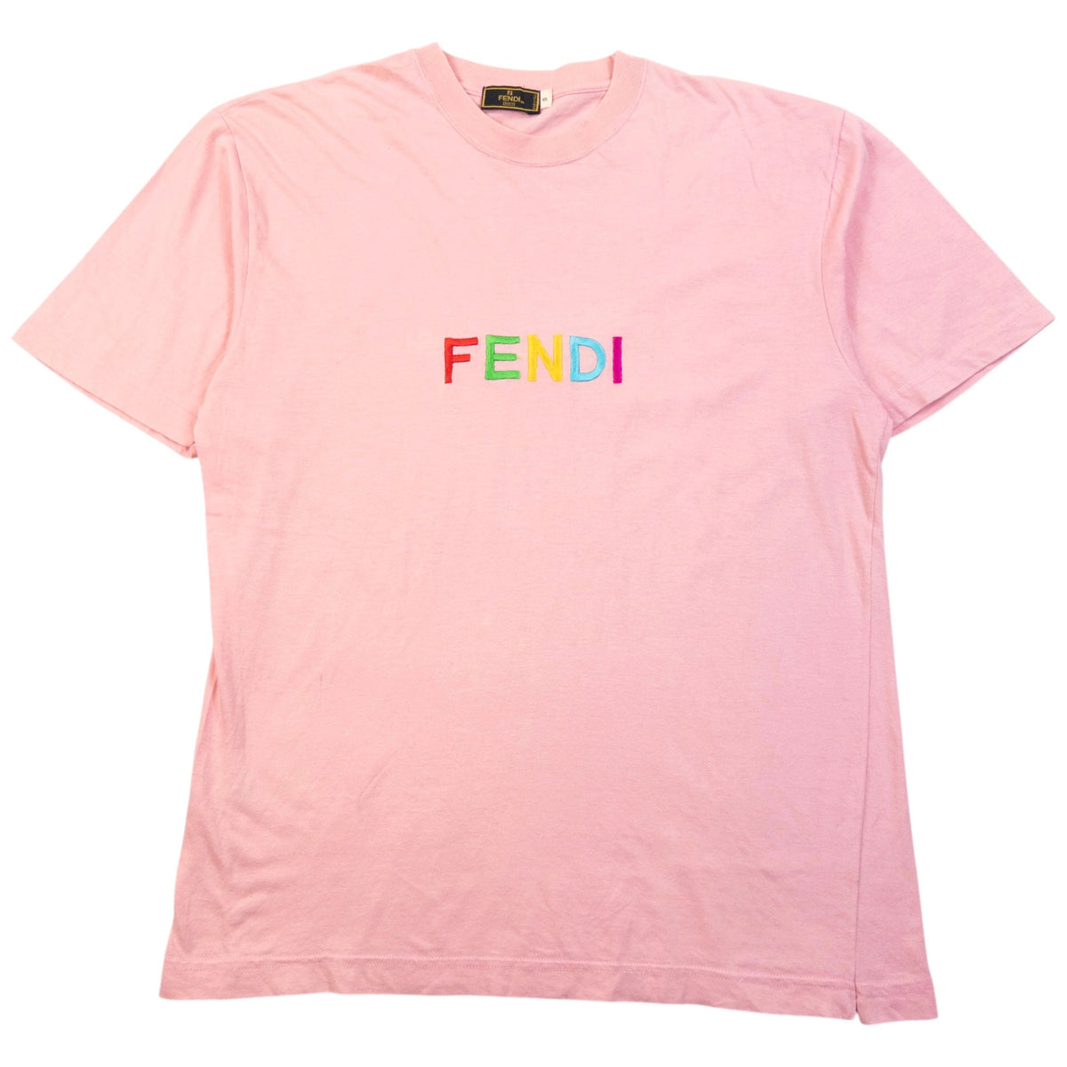 Vintage 90s Fendi Embroidered T Shirt | Small, Pink