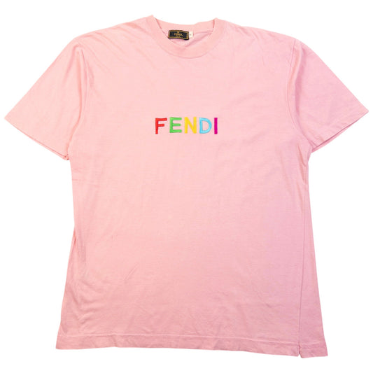 Vintage 90s Fendi Embroidered T Shirt Size S | Small, Pink